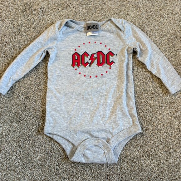 AC/DC Band t-shirt Long Sleeved Grey Red 6-12 months Concert Tee - Picture 1 of 7